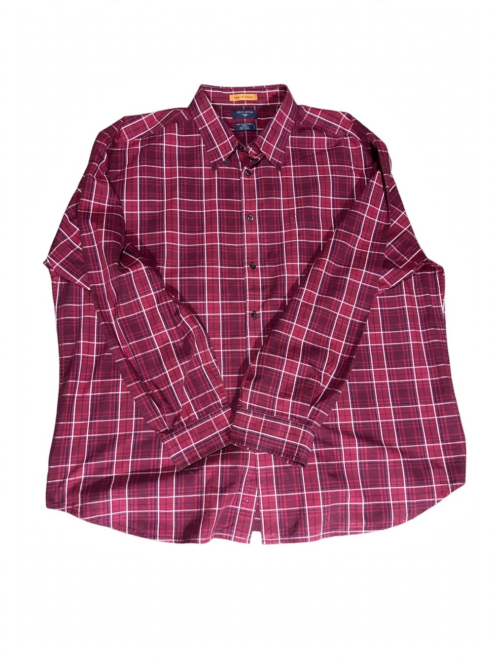 Men's Maroon Plaid Button-Down Shirt